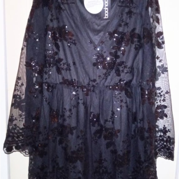 Beautiful and Comfy, Fun and Formal Black Sheer and Sparkly Sequin Dress - Picture 1 of 5